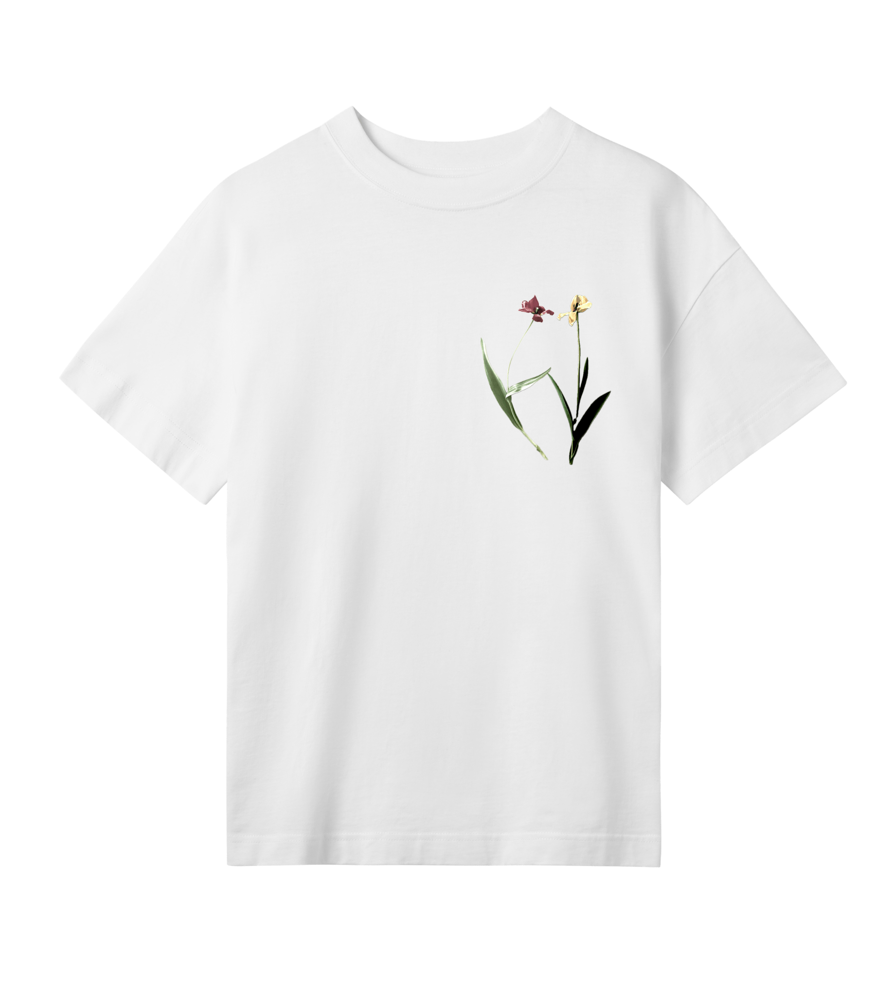 Two tulips - oversized tee – konstnärligt tryck från RealRareDesign